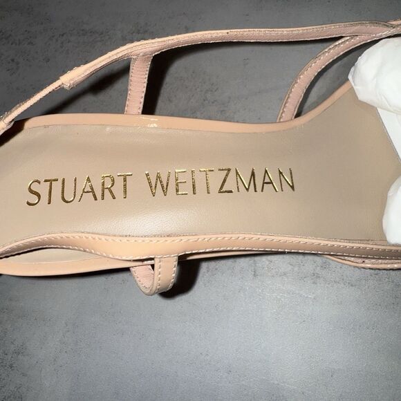 Stuart Weitzman Womens Mondrian 50 Slingback Poudre/Clear 9 B $450 Retail - Picture 8 of 12